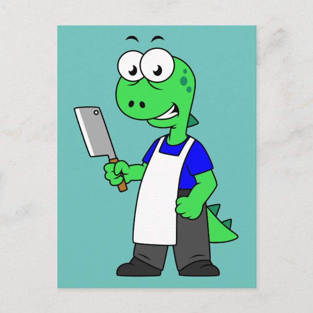 Carte Postale Illustration D'Un Boucher Rex Tyrannosaurus. (Devant)