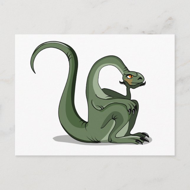 Carte Postale Illustration D'Un Brontosaurus Caricaturé Qui Pens (Devant)