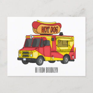 Carte Postale Illustration d'un camion de nourriture pour chien 