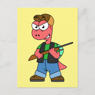 Carte Postale Illustration D'Un Chasseur De Spinosaure Avec Arme