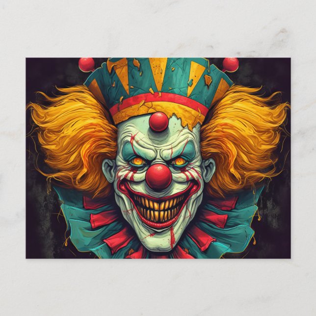 Carte Postale Illustration d'un clown funhouse infime (Devant)
