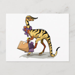 Carte Postale Illustration d'un Iguanodon avec des sacs de cours