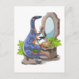Carte Postale Illustration D'Un Iguanodon Mettant Sur Le Maquill