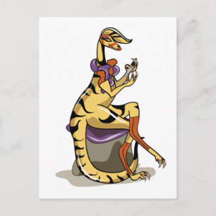 Carte Postale Illustration D'Un Iguanodon Qui Polit Ses Ongles.