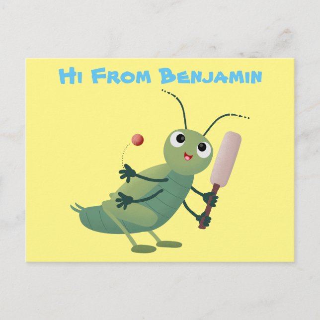 Carte Postale Illustration d'un insecte du cricket vert mou (Devant)