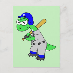 Carte Postale Illustration D'Un Joueur De Baseball Brontosaurus.