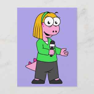 Carte Postale Illustration D'Un Journaliste D'Allosaurus News.