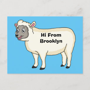 Carte Postale Illustration d'un mouton joyeux