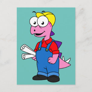 Carte Postale Illustration D'Un Ouvrier De Construction De Stego