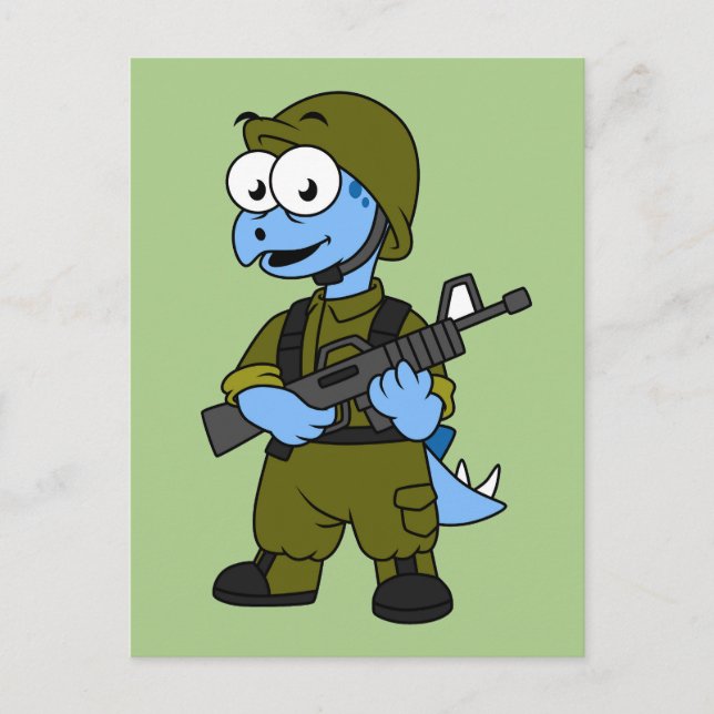 Carte Postale Illustration D'Un Soldat De Stegosaurus. (Devant)