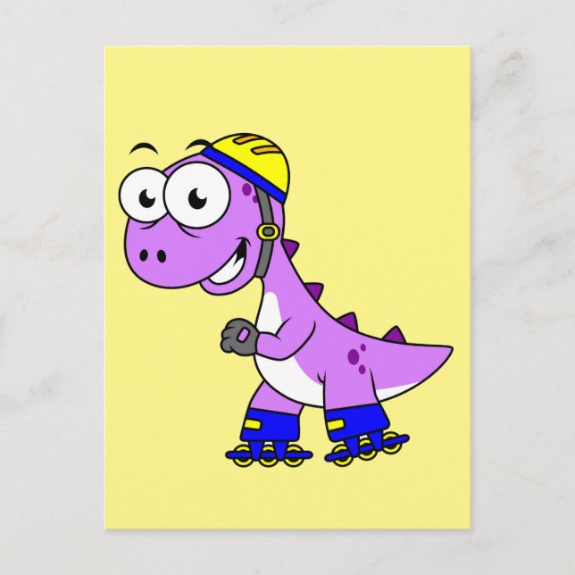 Carte Postale Illustration d'un Tyrannosaurus Rex faisant du ska (Devant)