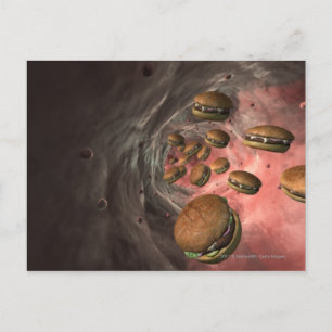 Carte Postale Illustration d'un vaisseau sanguin avec hamburgers
