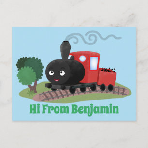 Carte Postale Illustration d'une locomotive à vapeur mûre