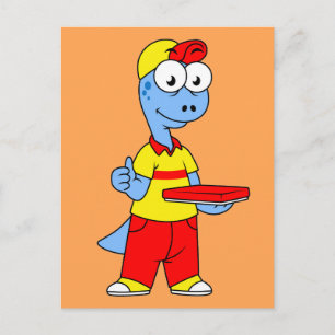 Carte Postale Illustration D'Une Personne Qui Livrait Le Brontos