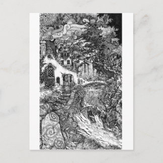 Carte Postale Illustration Dwelling ; pen et ink