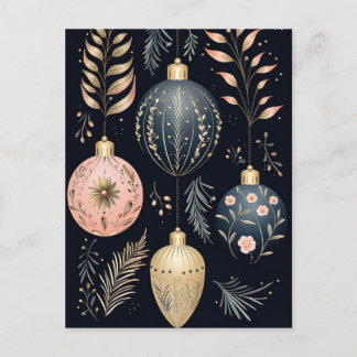 Carte Postale Illustration élégante de boules de Noël