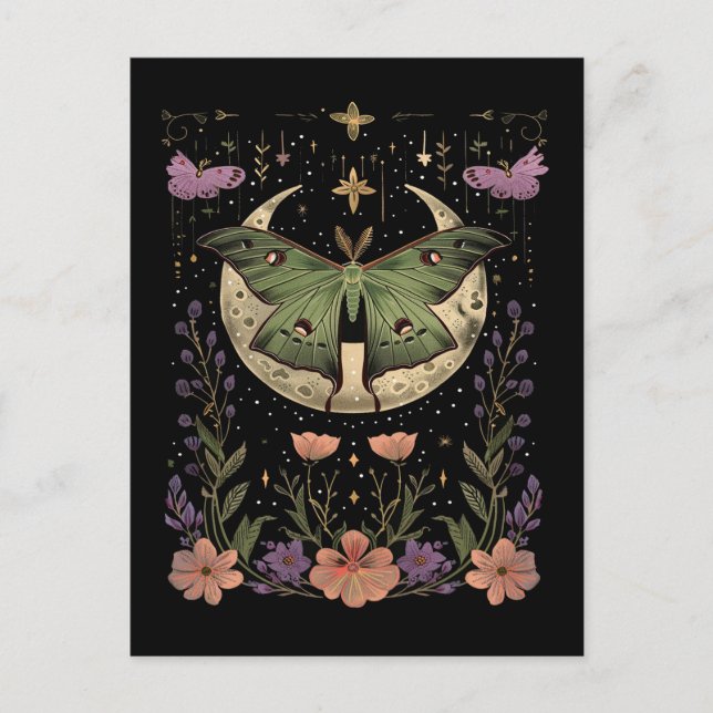 Carte Postale Illustration gothique du ciel nocturne (Devant)