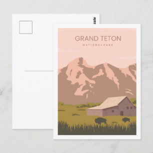 Carte Postale Illustration Grand Teton Wyoming USA Travel Place