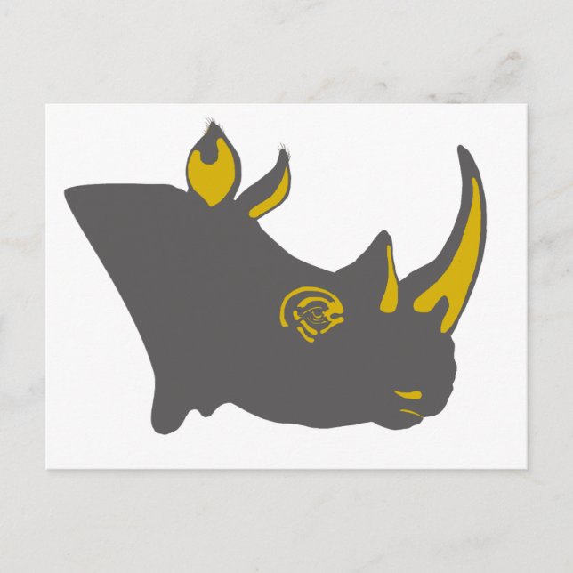 Carte Postale Illustration graphique Rhino personnalisée (Devant)