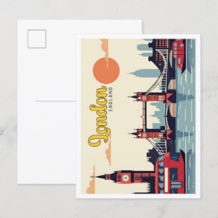 Carte Postale Illustration Londres Angleterre Pop Art Travel