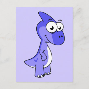 Carte Postale Illustration Mignonne D'Un Parasaurolophus Dinosau