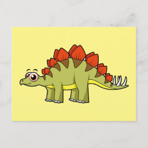 Carte Postale Illustration Mignonne D'Un Stegosaurus Dinosaure.