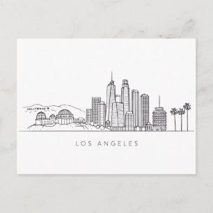 Carte Postale Illustration minimaliste de l'horizon de Los Angel