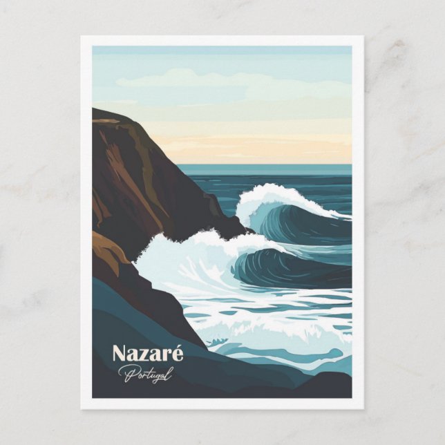 Carte Postale Illustration Nazare Portugal Artwork Travel Place (Devant)