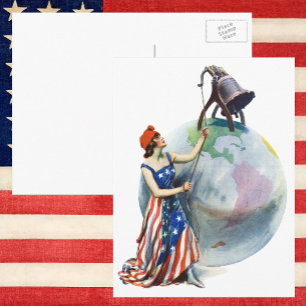 Carte Postale Illustration patriotique vintage de Lady Liberty p