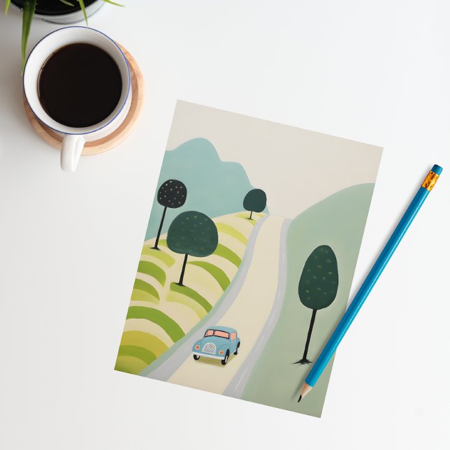 Carte Postale Illustration pittoresque du voyage routier (Créateur téléchargé)