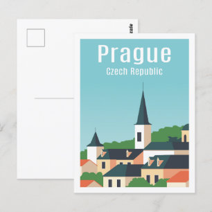 Carte Postale Illustration Prague Tchèque célèbre lieu de voyage