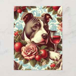 Carte Postale Illustration Retro American Pit Bull Terrier