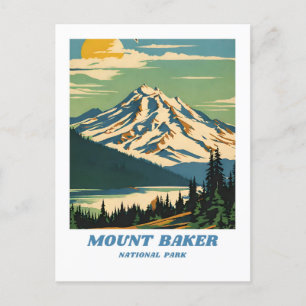 Carte Postale illustration rétro de la forêt nationale de Mount 