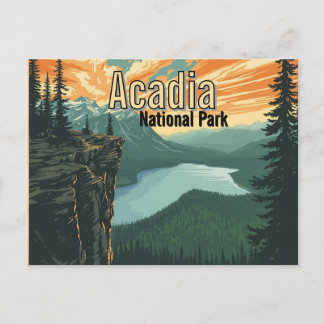 Carte Postale Illustration rétro du parc national d'Acadia