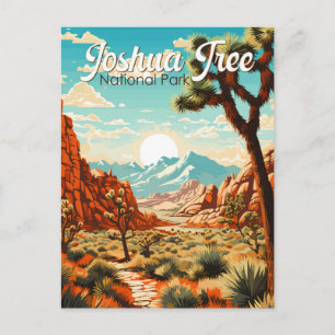 Carte Postale Illustration rétro du parc national de Joshua Tree