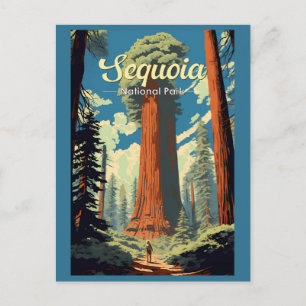 Carte Postale Illustration rétro du parc national de Sequoia