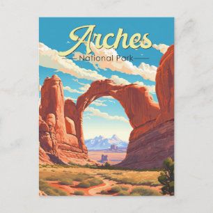 Carte Postale Illustration rétro du parc national des Arches