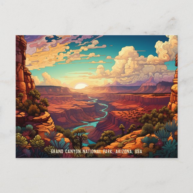 Carte Postale Illustration stylisée Parc national du Grand Canyo (Devant)