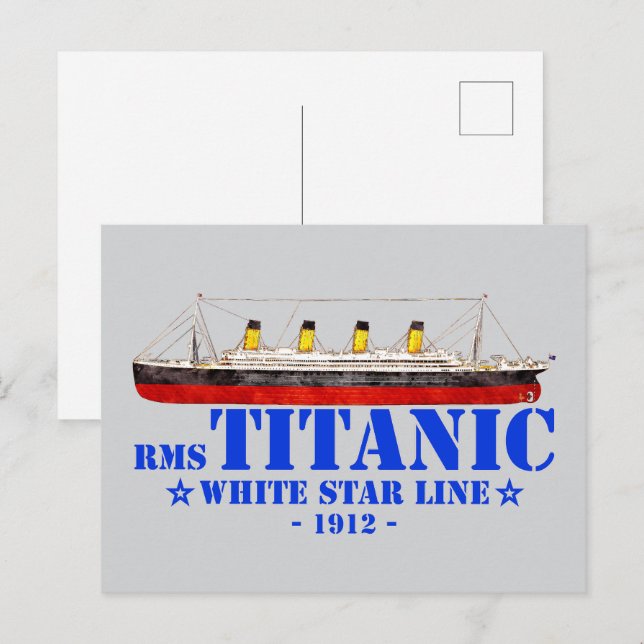 Carte Postale Illustration Titanic RMS - White Star Line 1912 (Devant / Derrière)