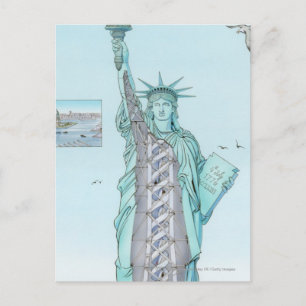 Carte Postale Illustration transversale de Statue de la Liberté