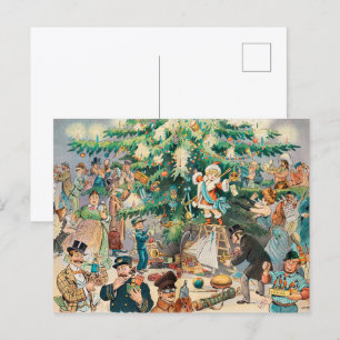 Carte Postale Illustration vintage Arbre de Noël de Puck, 1902