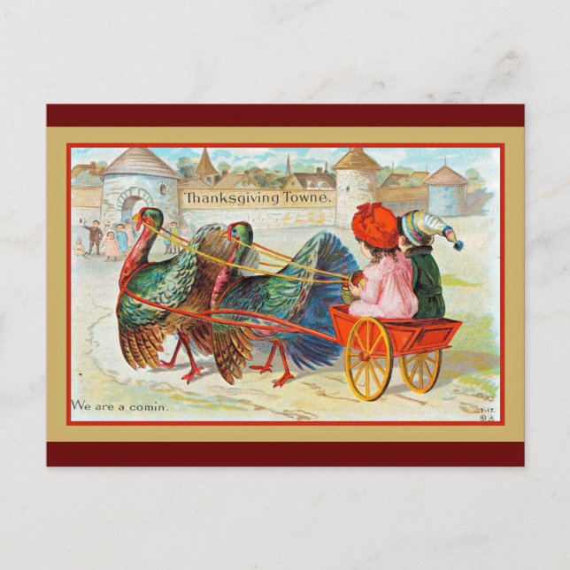 Carte Postale Illustration vintage bon thanksgiving (Devant)