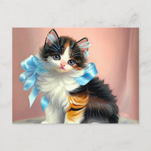 Carte Postale Illustration vintage Calico Kitten