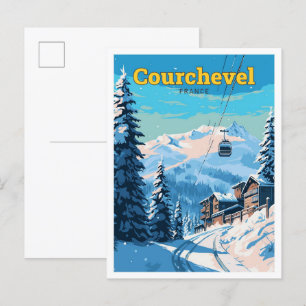Carte Postale Illustration Vintage d'Art Voyage de Courchevel Fr