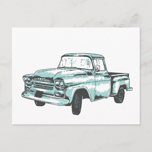 Carte Postale Illustration vintage de camion (Devant)