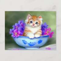 Illustration vintage de chaton orange et blanc