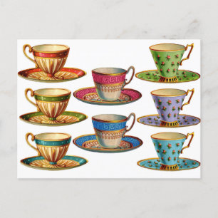 Carte Postale Illustration Vintage de la tasse de 