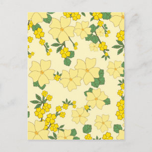 Carte Postale Illustration vintage de motif floral jaune