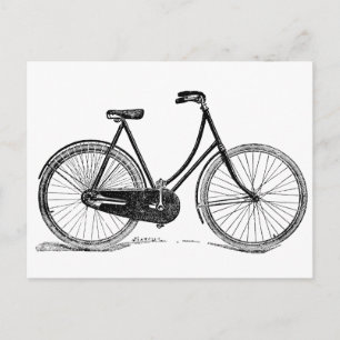 Carte Postale Illustration vintage de silhouette de vélo d'époqu