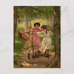 Carte Postale Illustration Vintage de Trois Tomboys